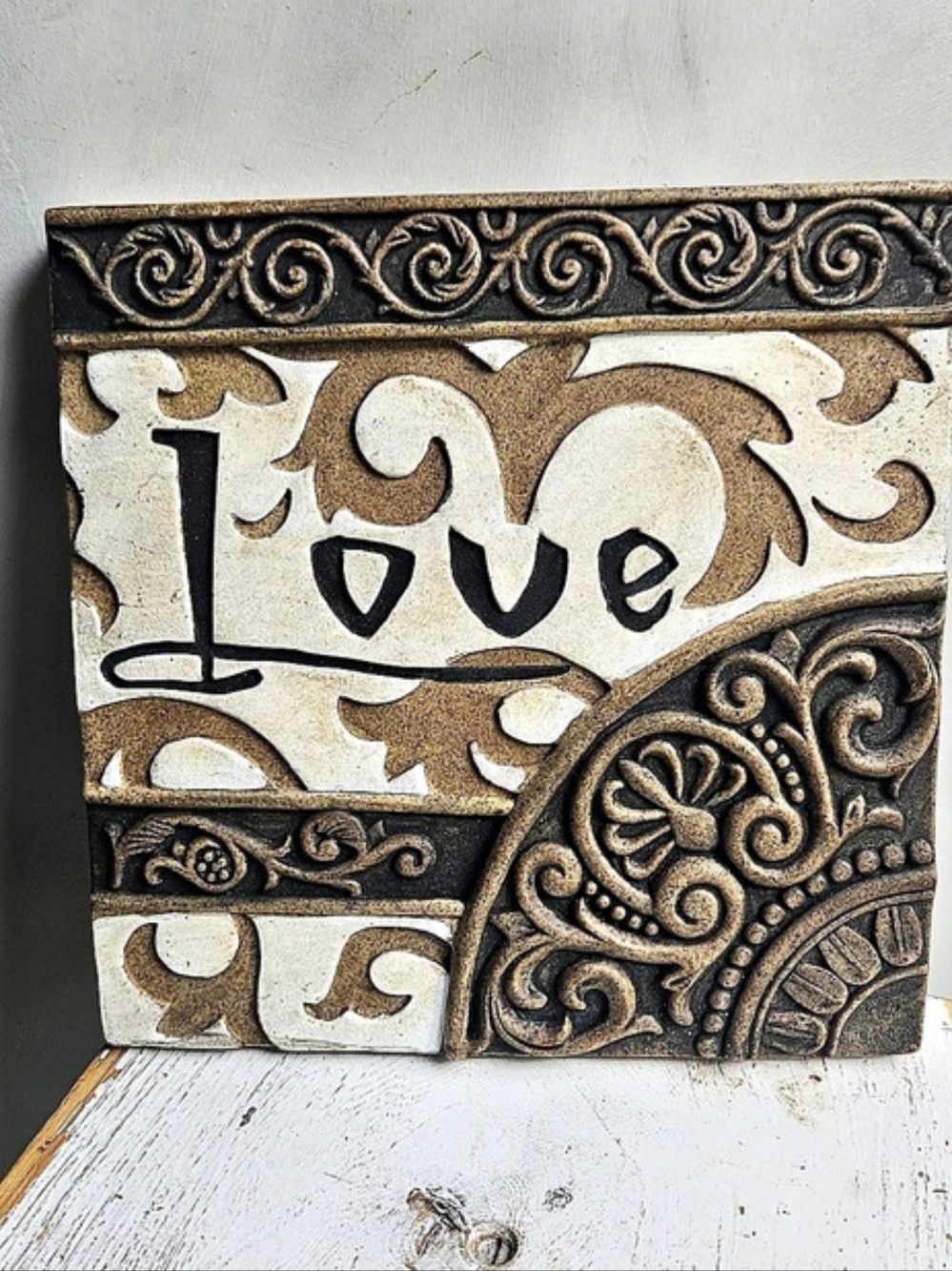 Decorative Love Wall Decor in Brown & White
